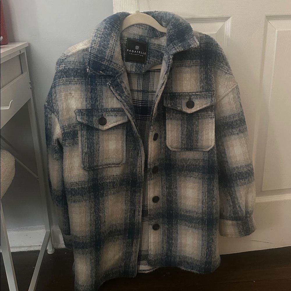 Plaid Blue and Cream Jacket